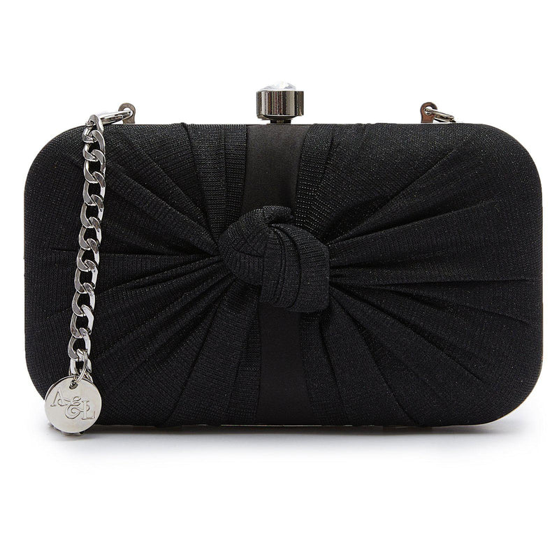 Champagne Matte Satin Beaded Bow Bridal Evening Bag - Couture Bridal