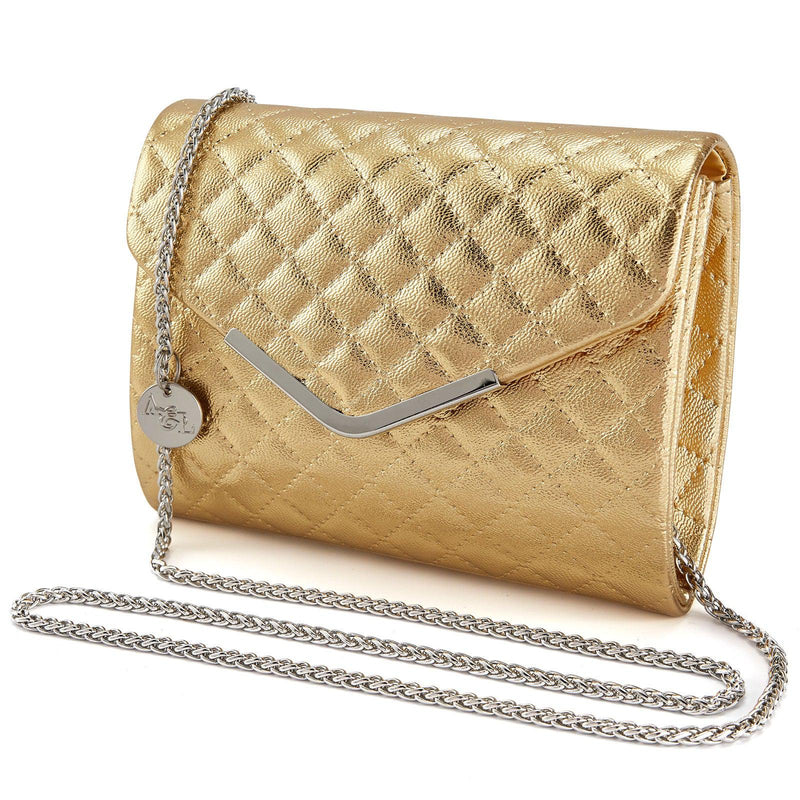White Clutch Purse for Women, Adjustable Chain Quilted Crossbody Shoulder Bag