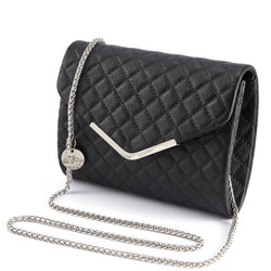 Black Clutch Purse for Women, Adjustable Chain Quilted Crossbody Shoulder Bag