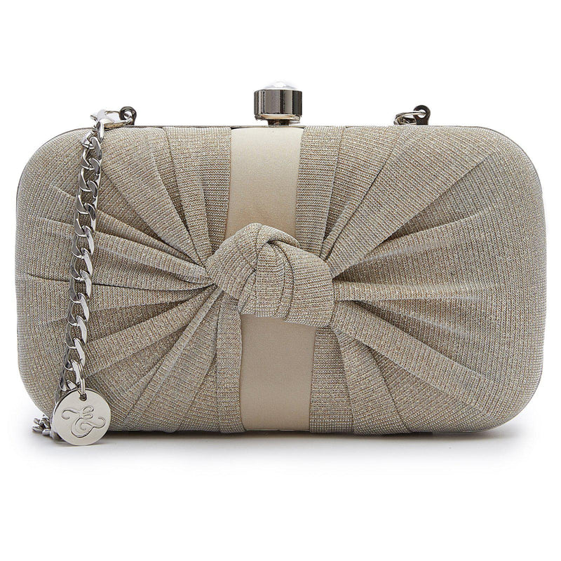 Gold Clutch Purse for Women Bow Knot, Glitter Evening Handbag