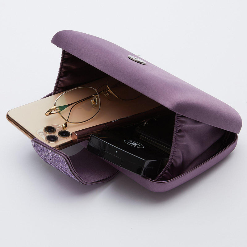 Rhinestone Embellished Grape Shake Clutch Purse for Women, Emulation Silk Evening Handbag
